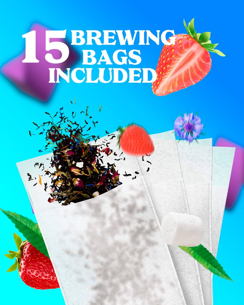 LOVARE Strawberry Marshmallow Loose Leaf Tea 80 g - Made in Ukraine - Green Tea, Strawberry, Cornflower Petals - Gift Box with 15 Paper Filters - Image 4